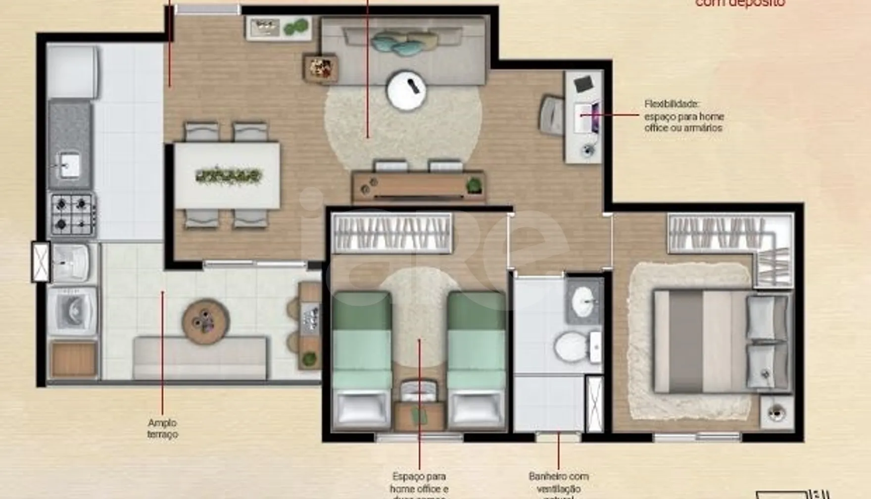 Planta — Apartamento 52,27 m²