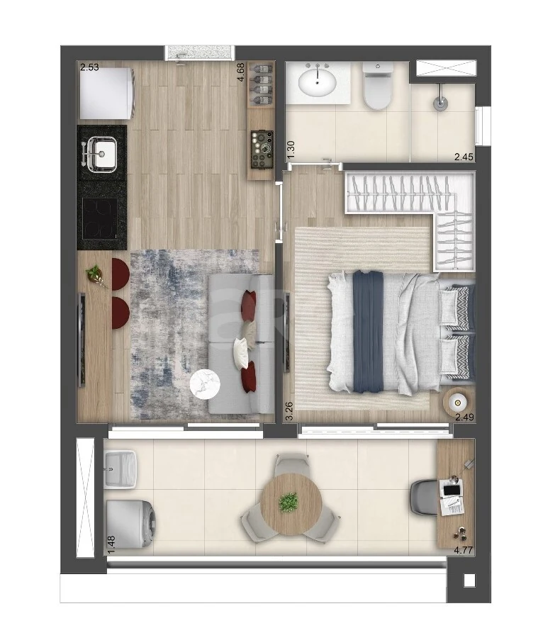 Planta — Apartamento 36,2 m²