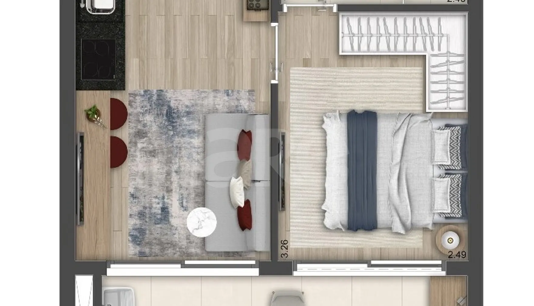 Planta — Apartamento 36,2 m²