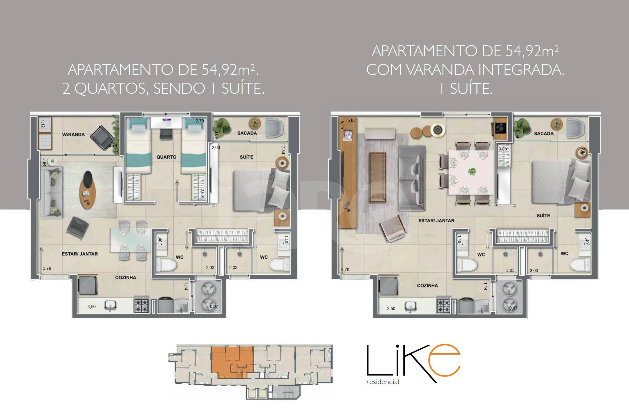 Planta — Apartamento de 54,92m²