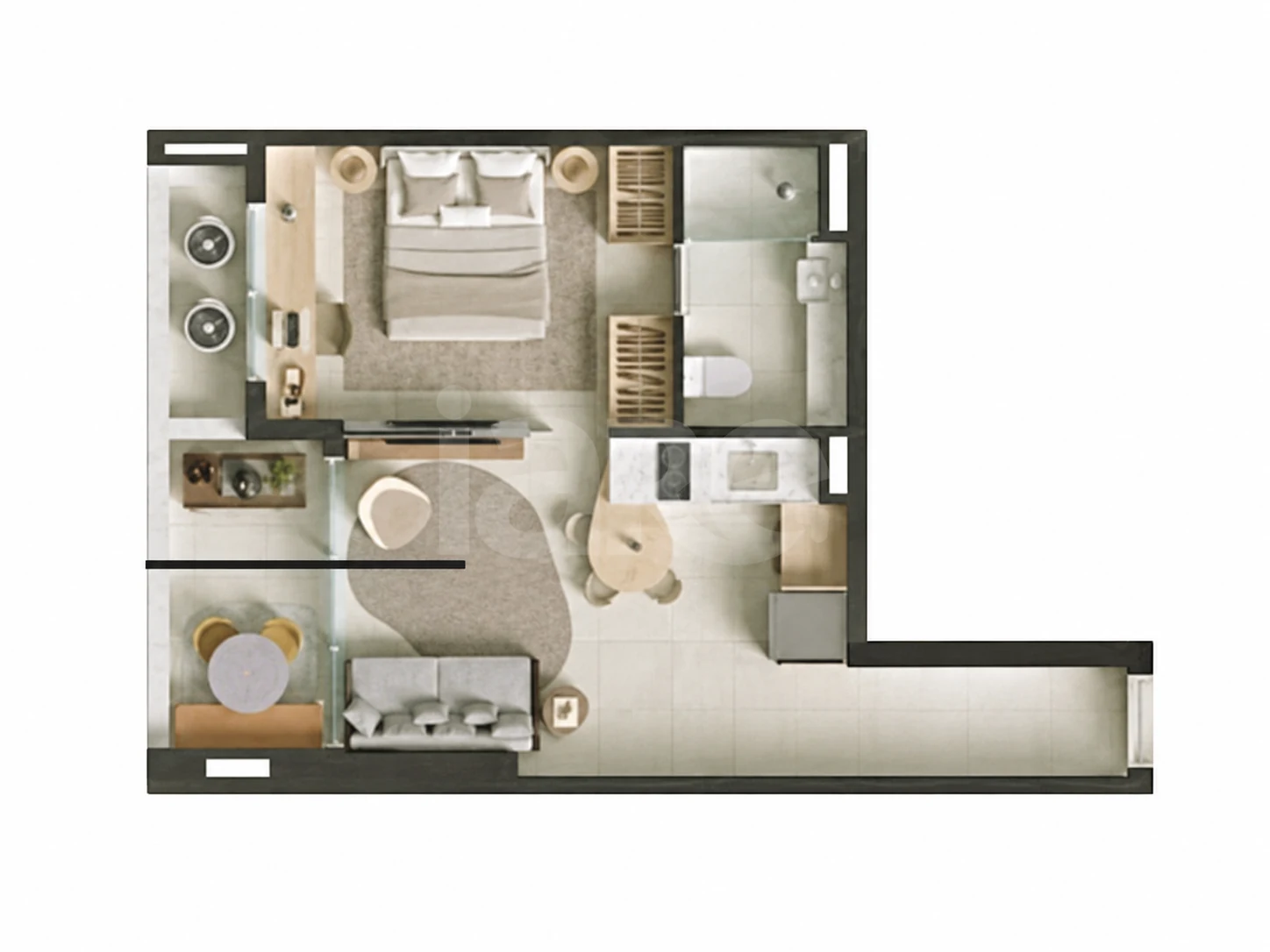 Planta — Quarto e sala