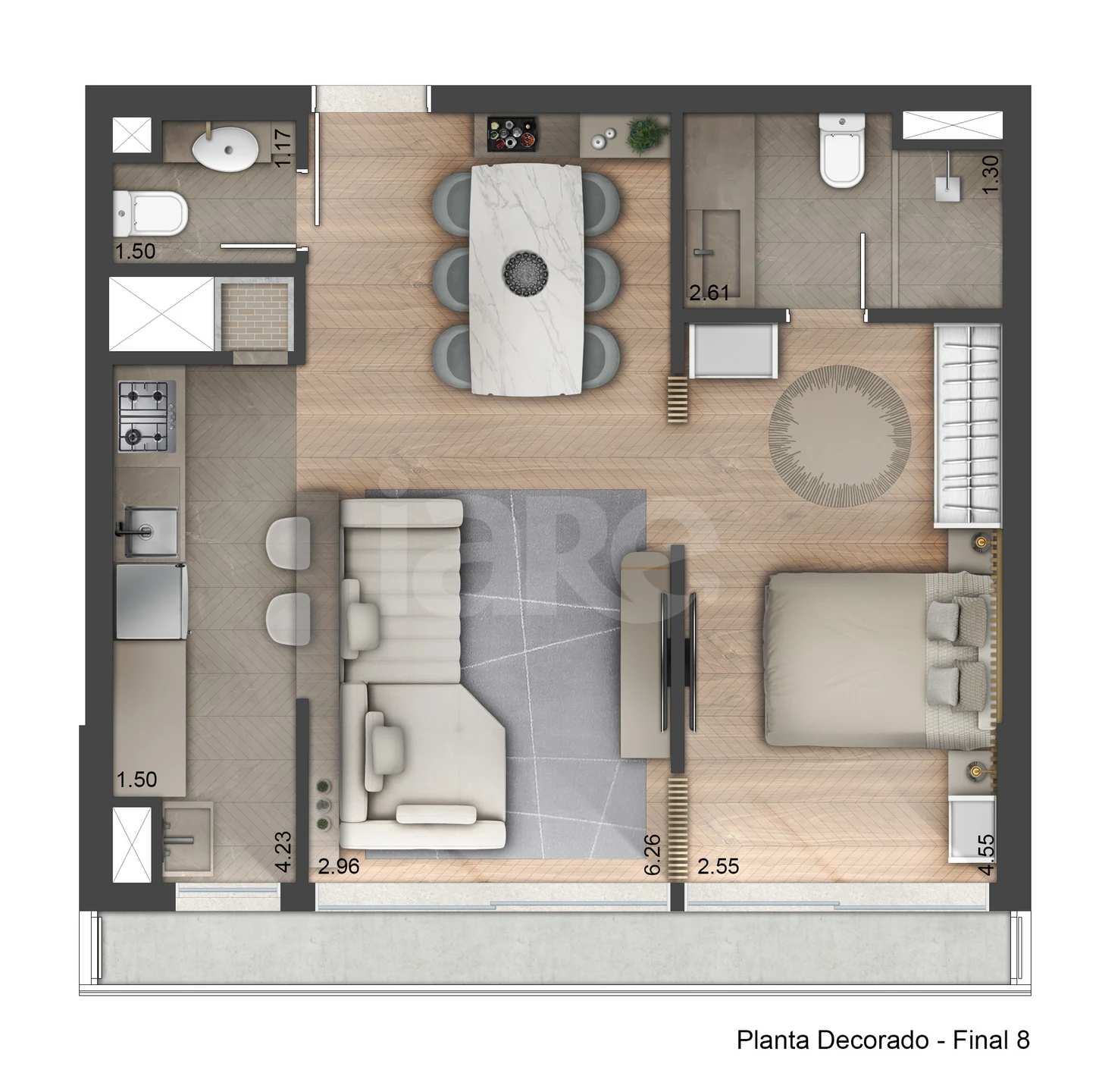 Planta — Apartamento 55,95 m²