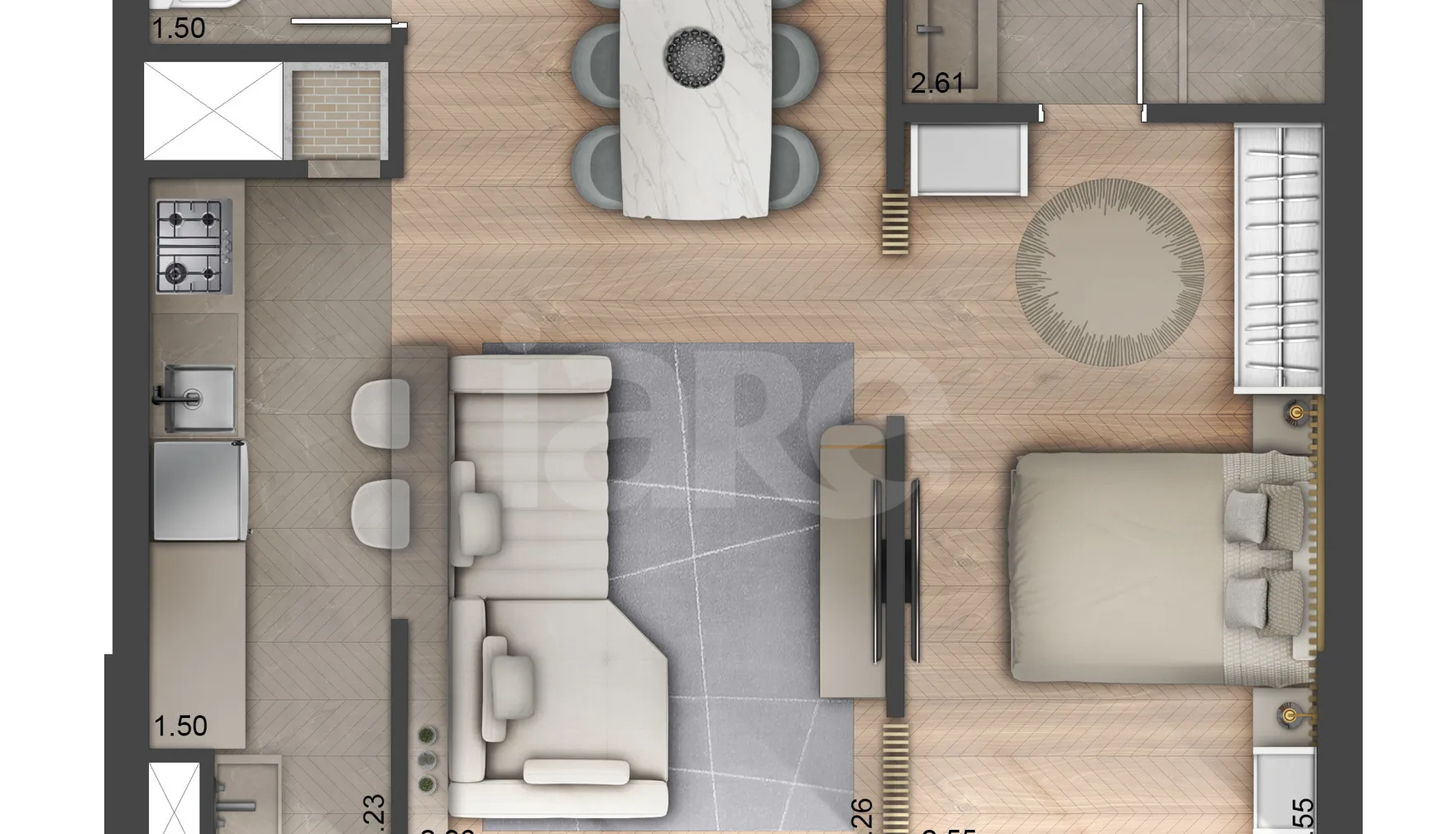 Planta — Apartamento 55,95 m²