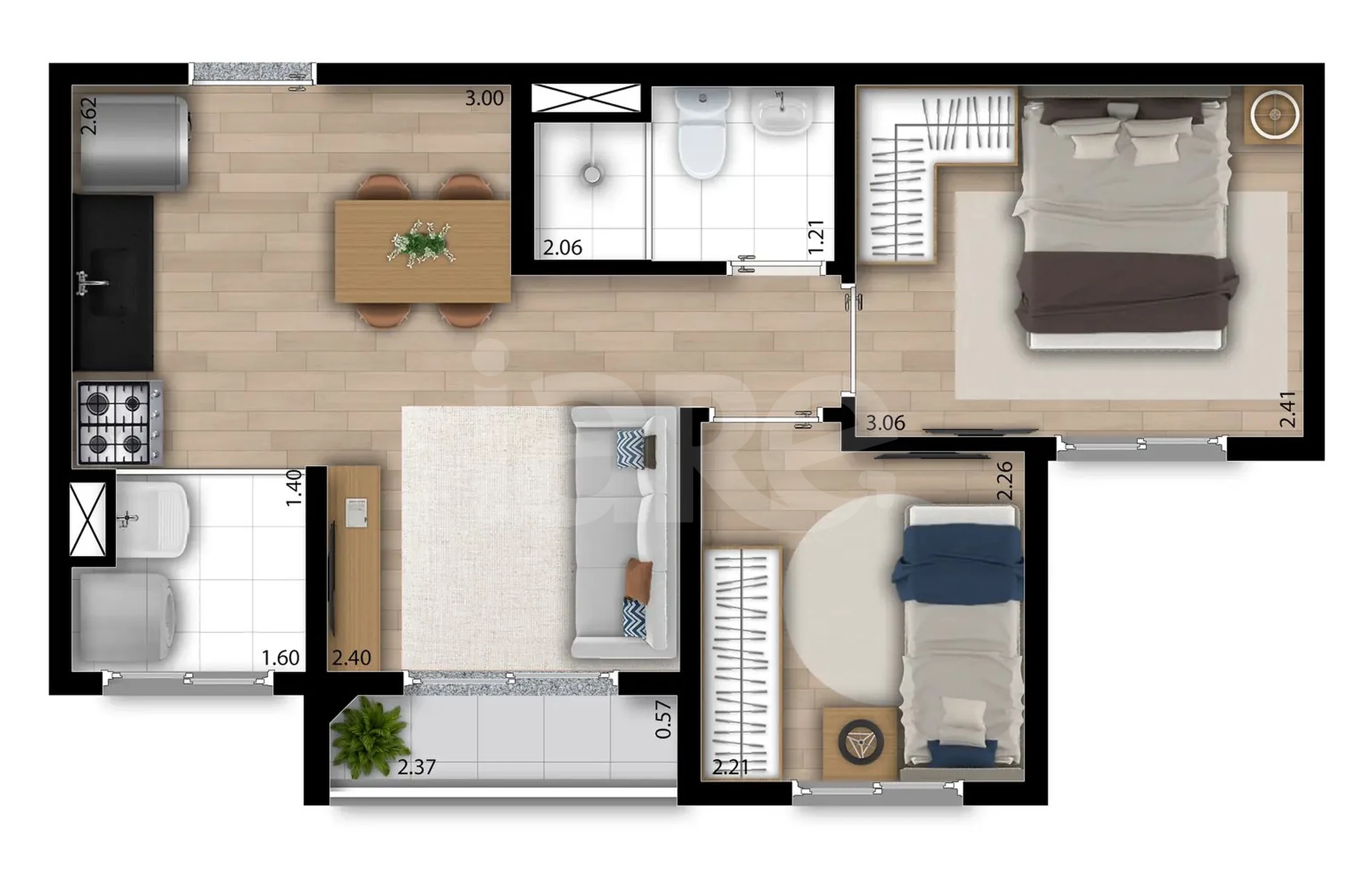 Planta — Apartamento 37,32 m²