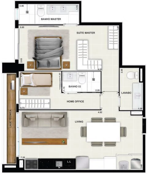 Planta — Apartamento 71,9 m²