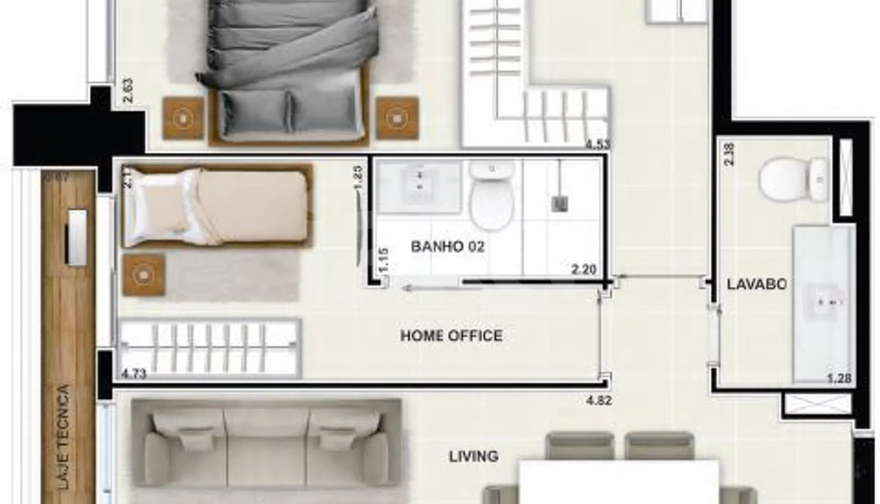 Planta — Apartamento 71,9 m²