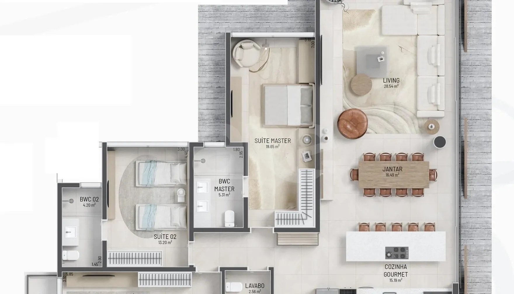 Planta — Apartamento 164,41 m²