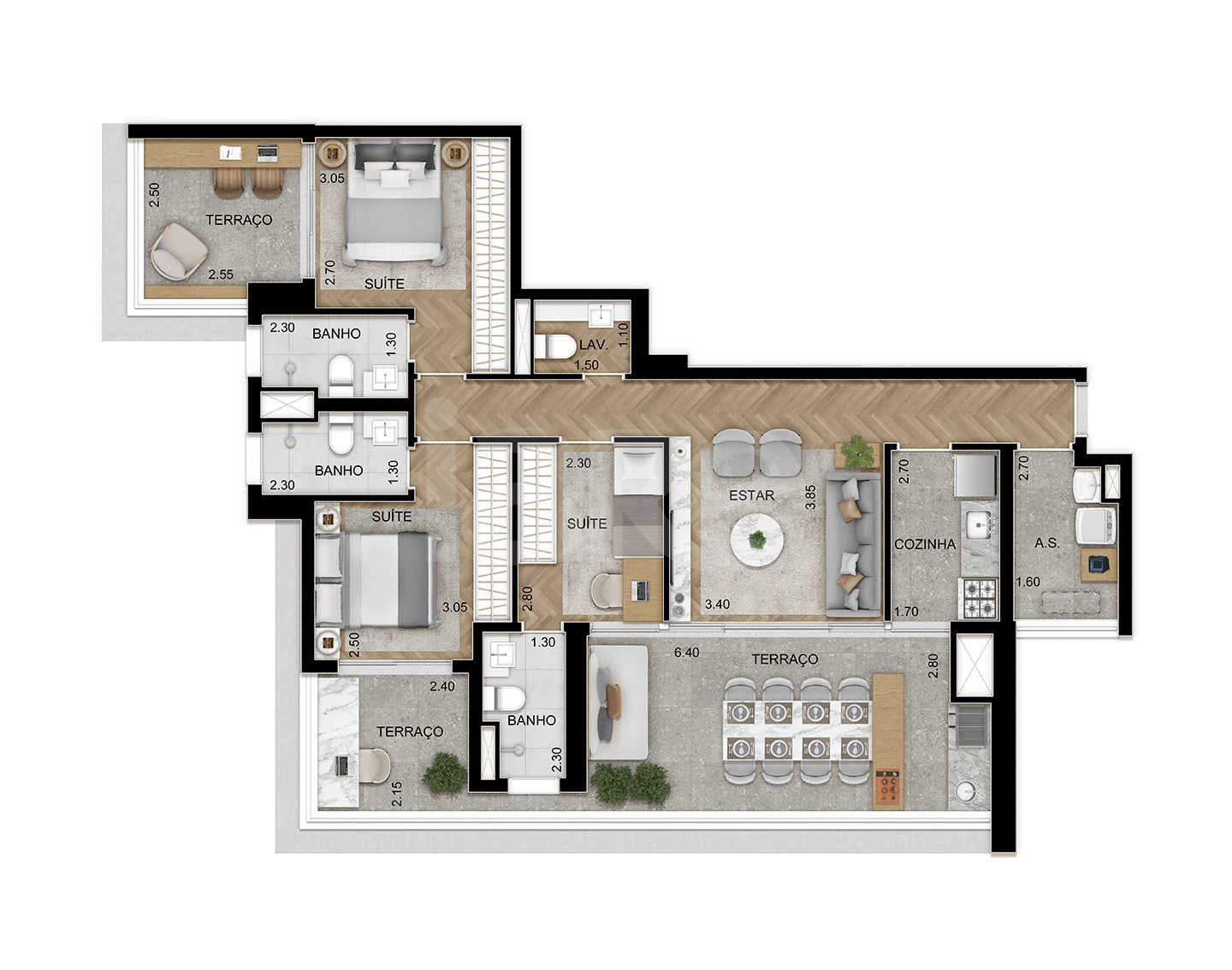Planta — Apartamento 119 m²