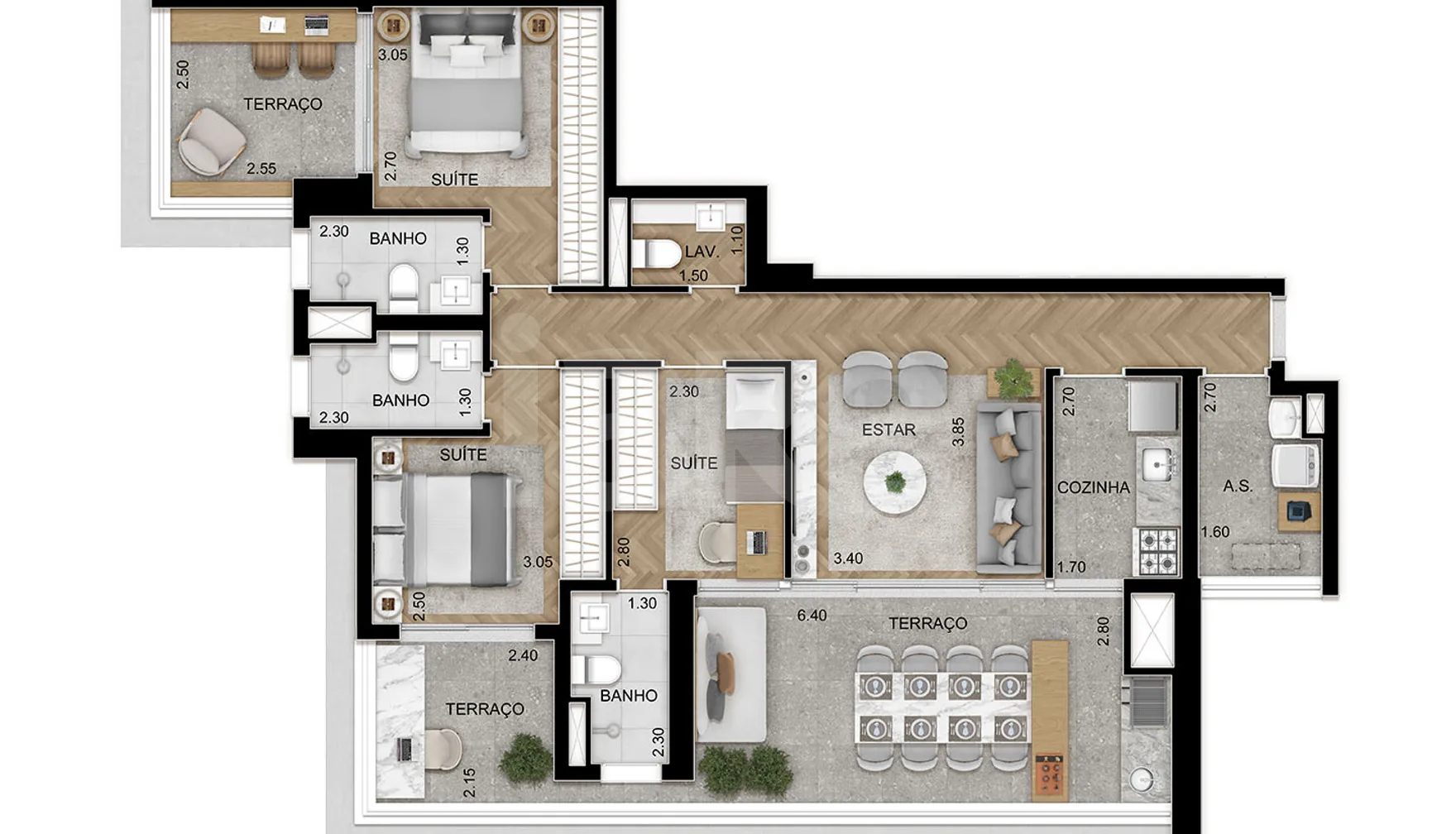 Planta — Apartamento 119 m²
