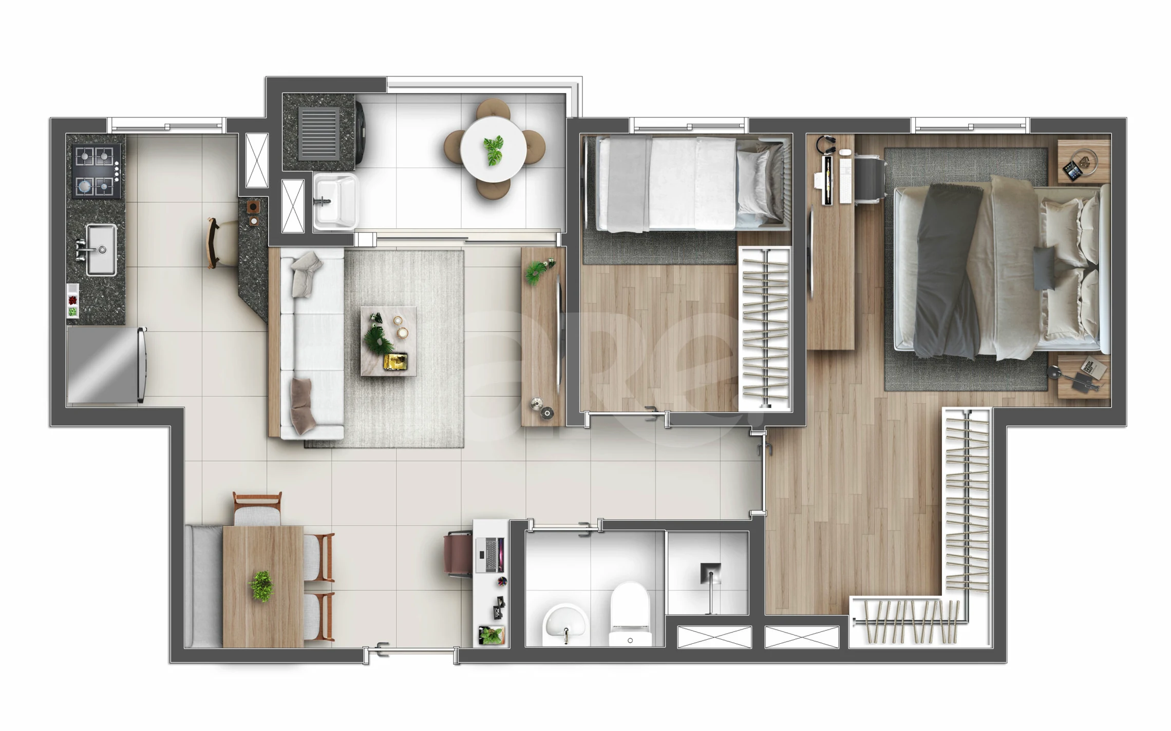 Planta — Apartamento 49,54 m²