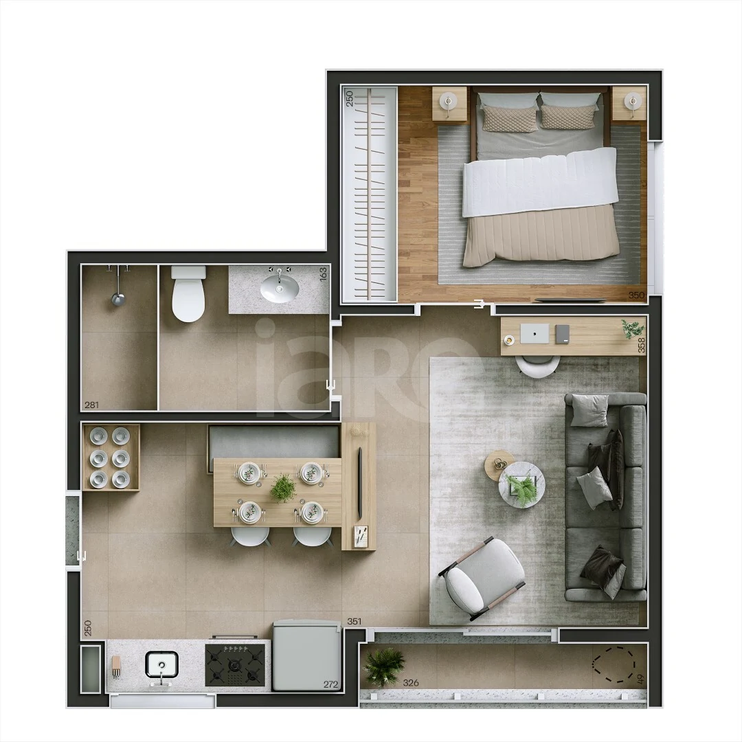 Planta — Apartamento 44,62 m²