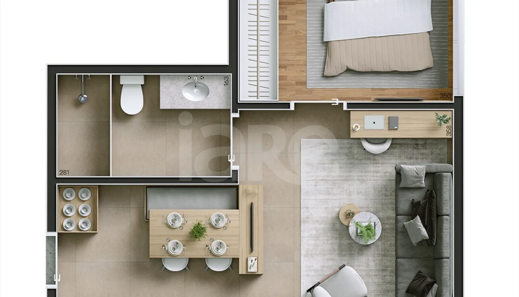 Planta — Apartamento 44,62 m²