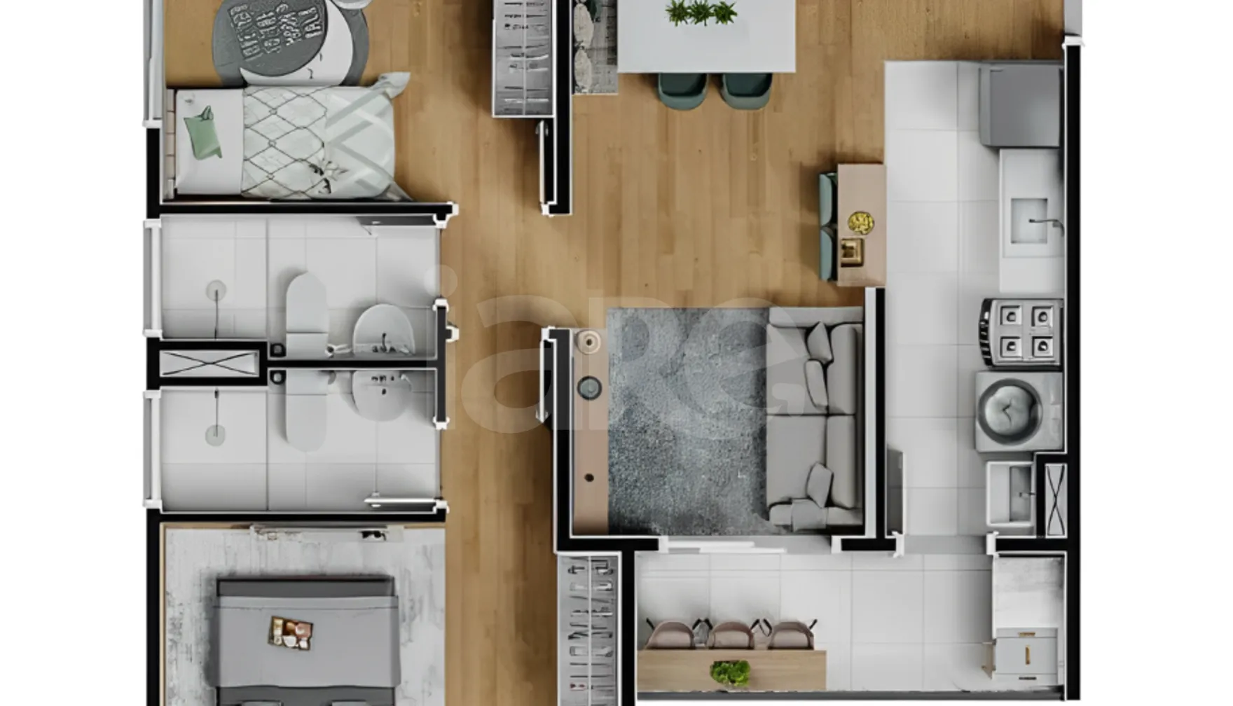 Planta — Apartamento 56,67 m²