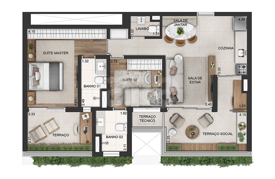 Planta — Apartamento 80,15 m²