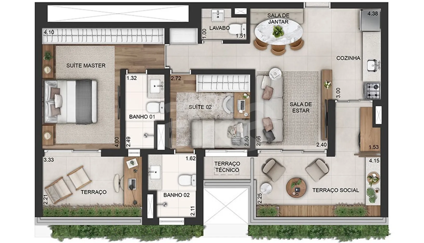 Planta — Apartamento 80,15 m²