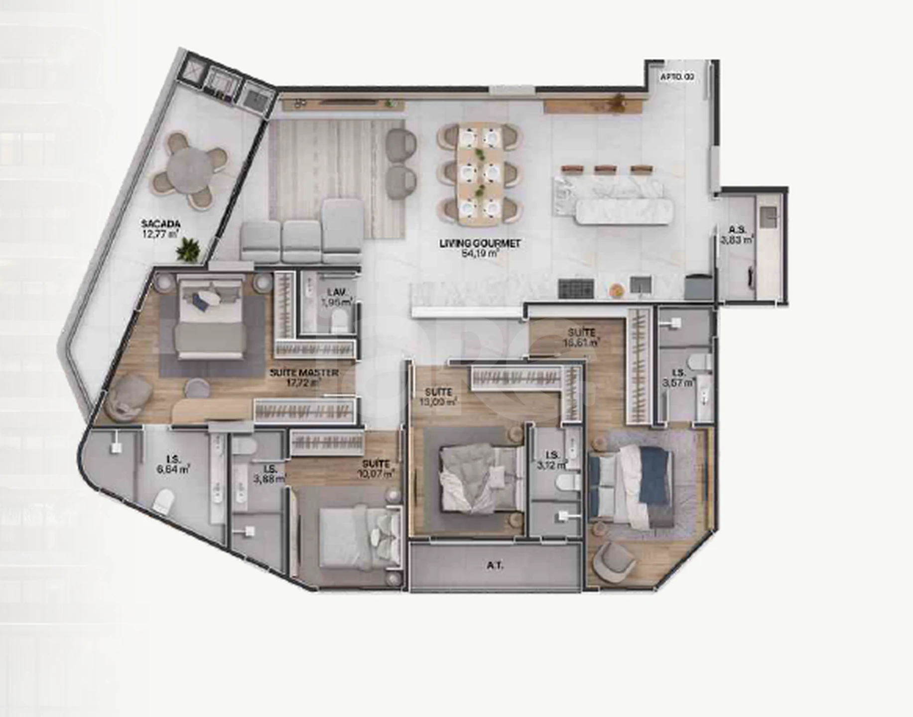 Planta — Apartamento 177 m²