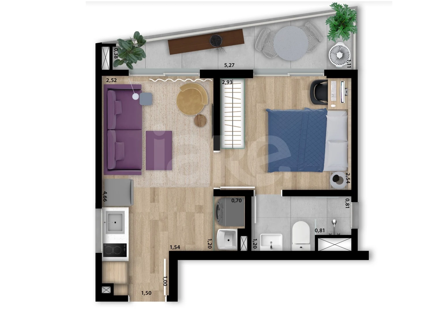 Planta — Apartamento 31,87 m²
