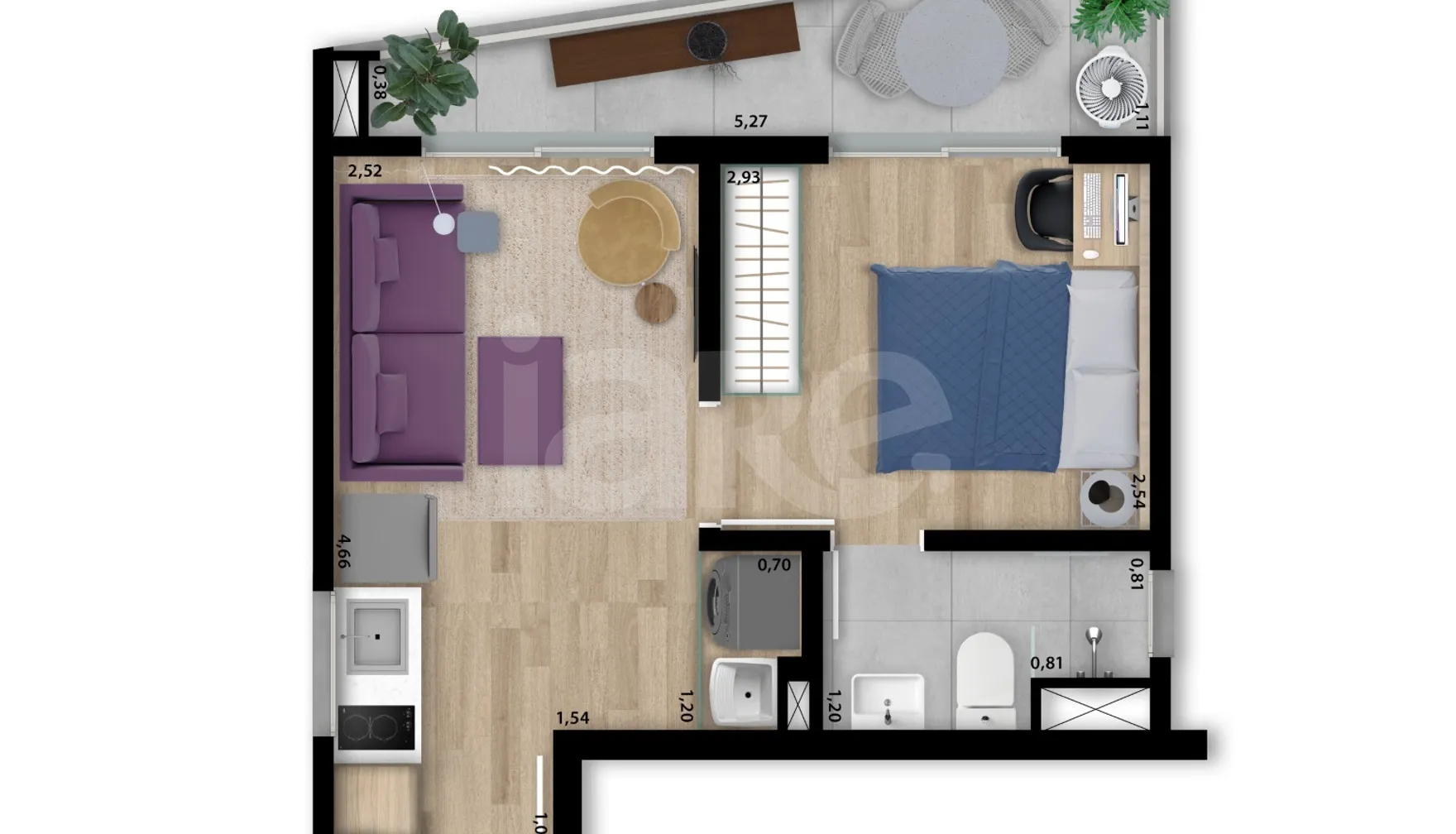 Planta — Apartamento 31,87 m²