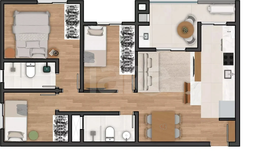 Planta — Apartamento 70,57 m²
