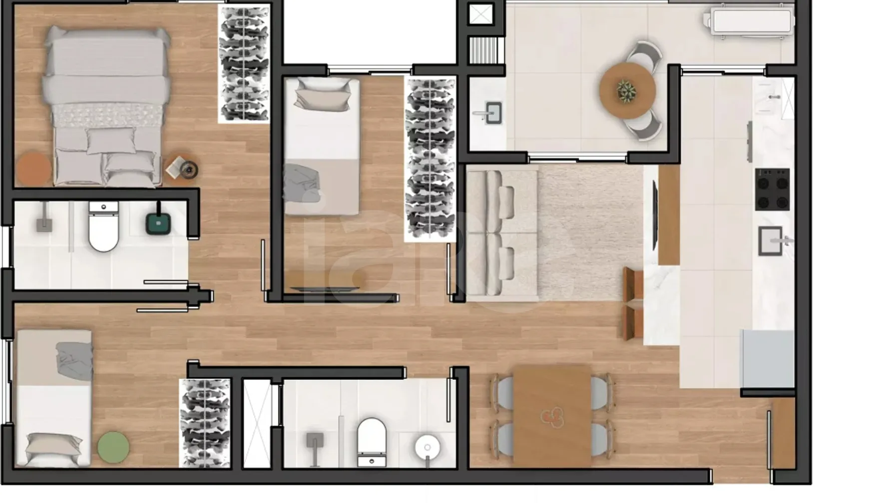 Planta — Apartamento 70,57 m²