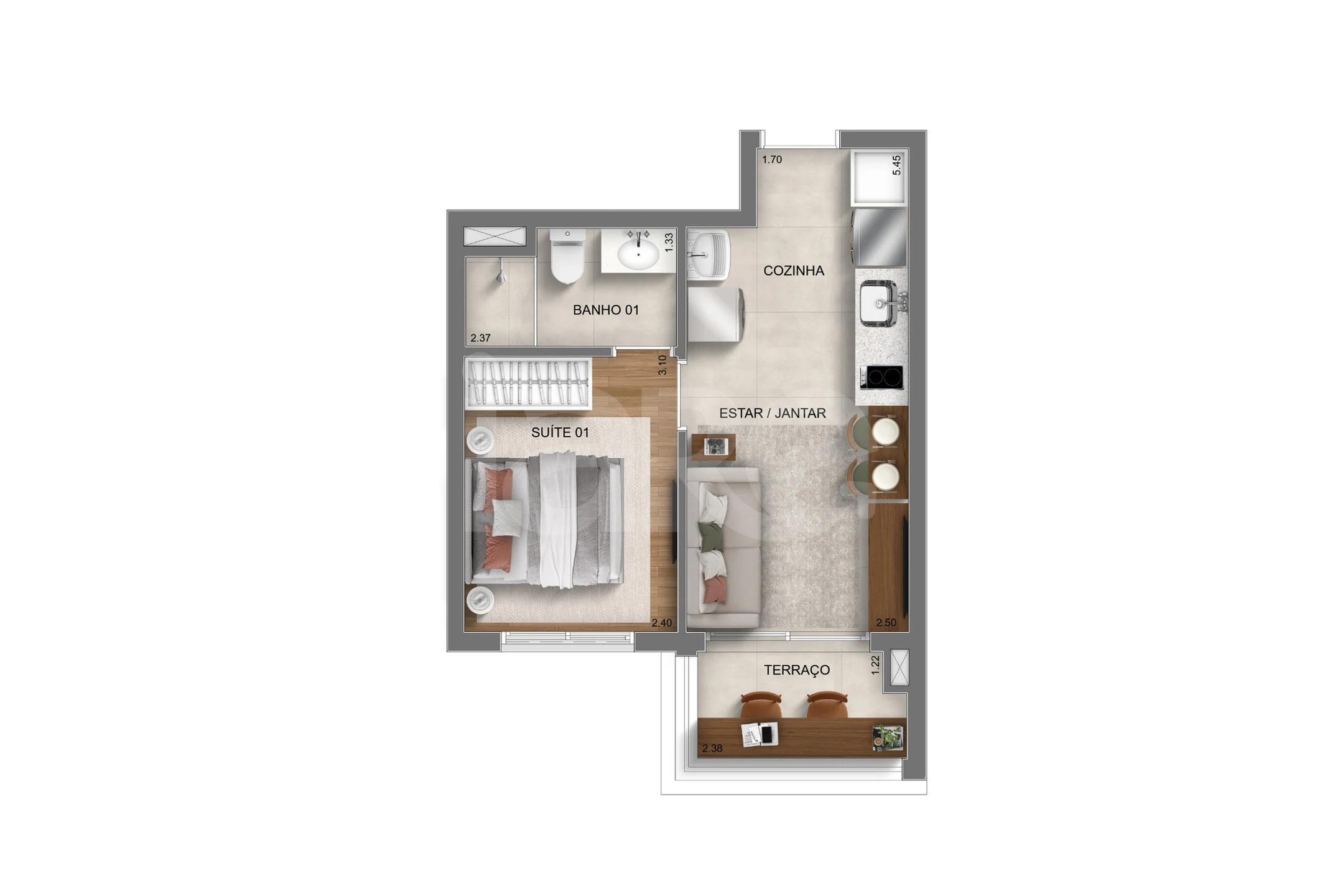 Planta — Apartamento 30,28 m²