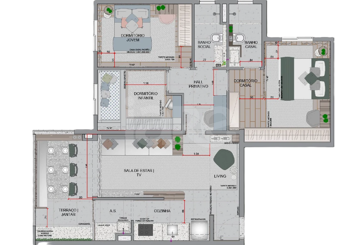 Planta — Apartamento 81,82 m²