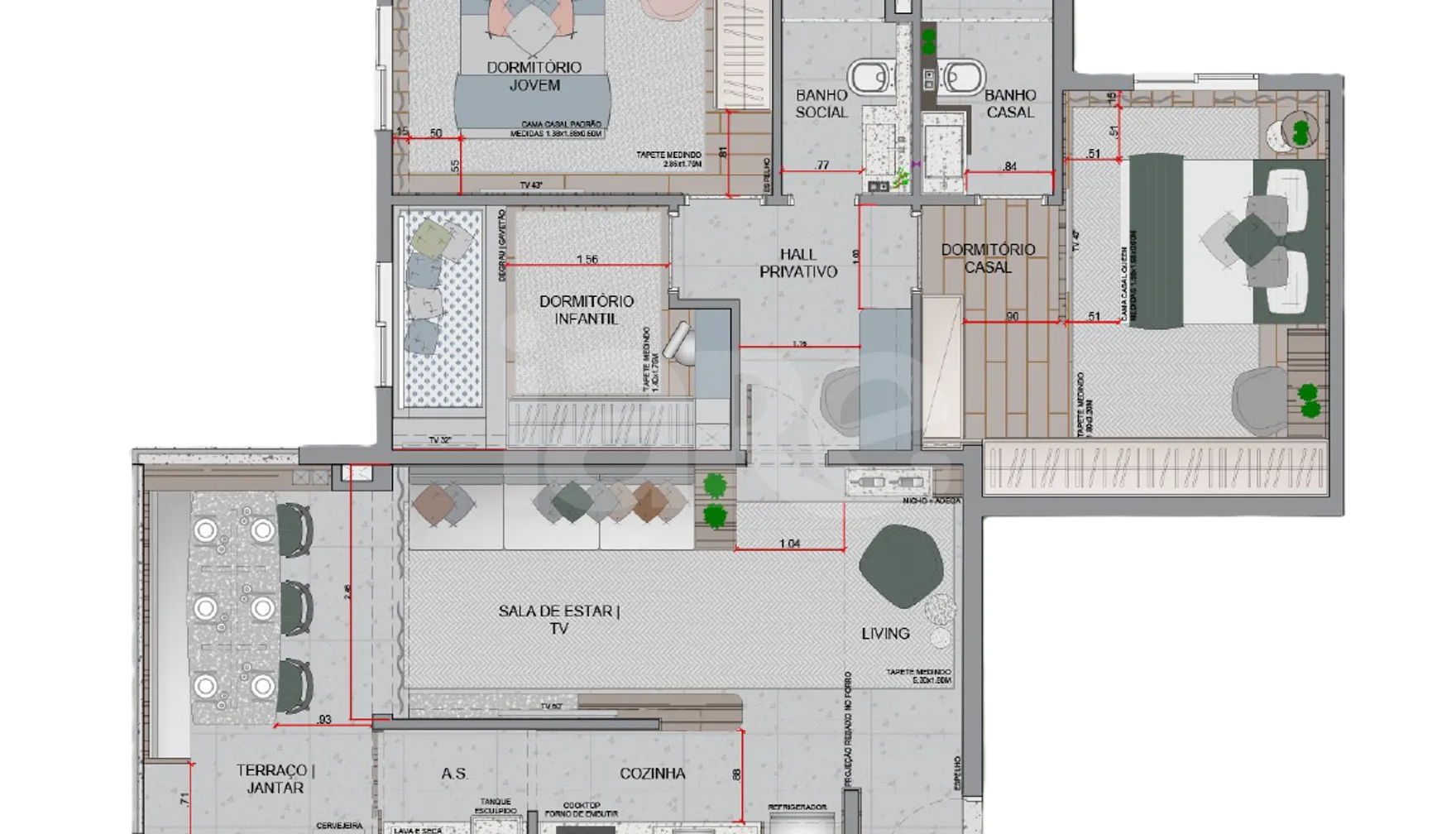 Planta — Apartamento 81,82 m²