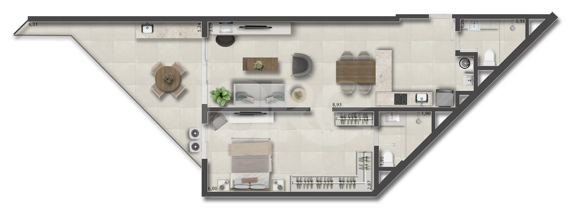 Planta — Apartamento 77,05 m²