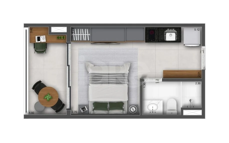 Planta — Studio 25,4 m²