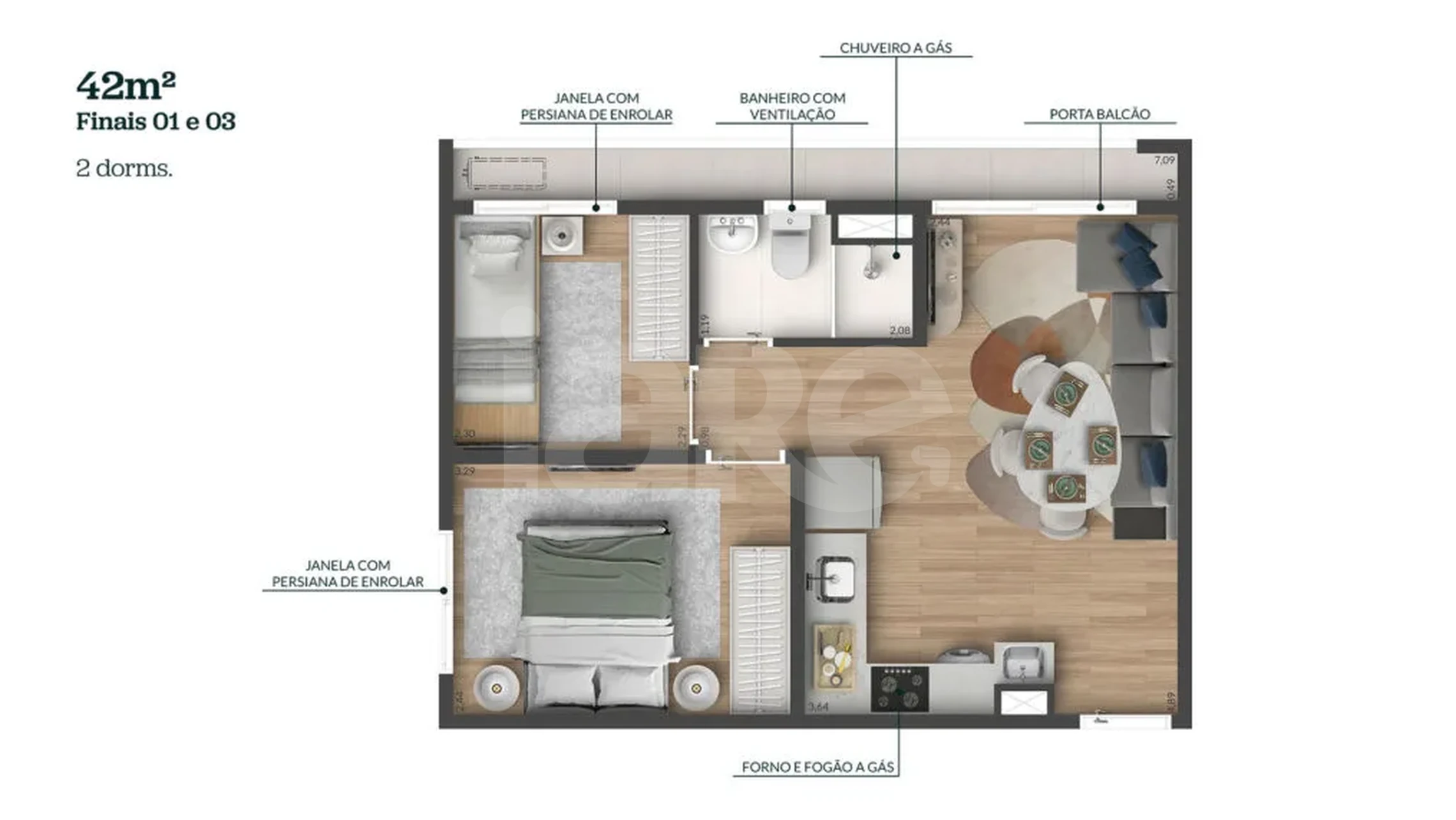 Planta — Apartamento 42 m²