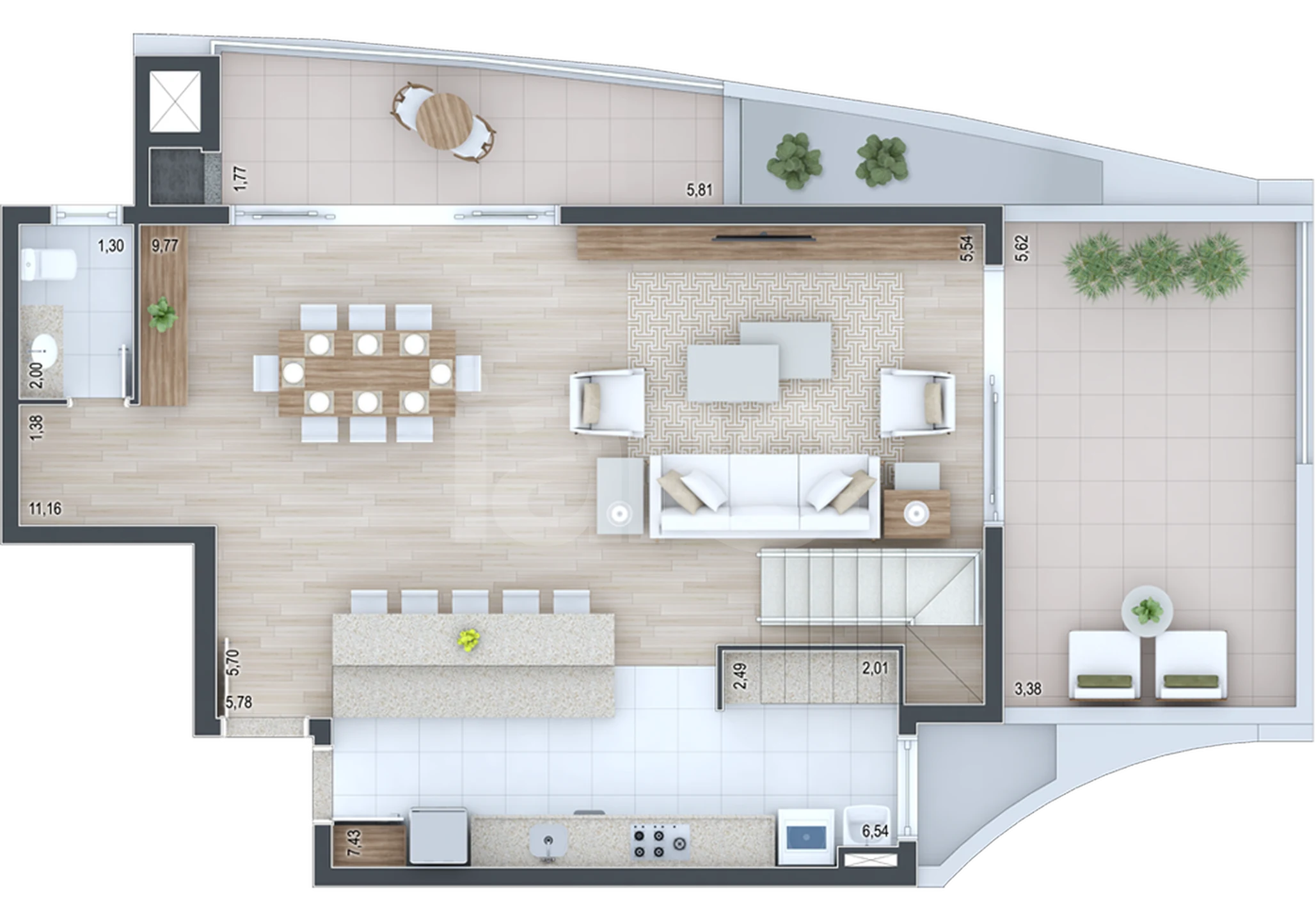 Planta — Cobertura Duplex 192 m²