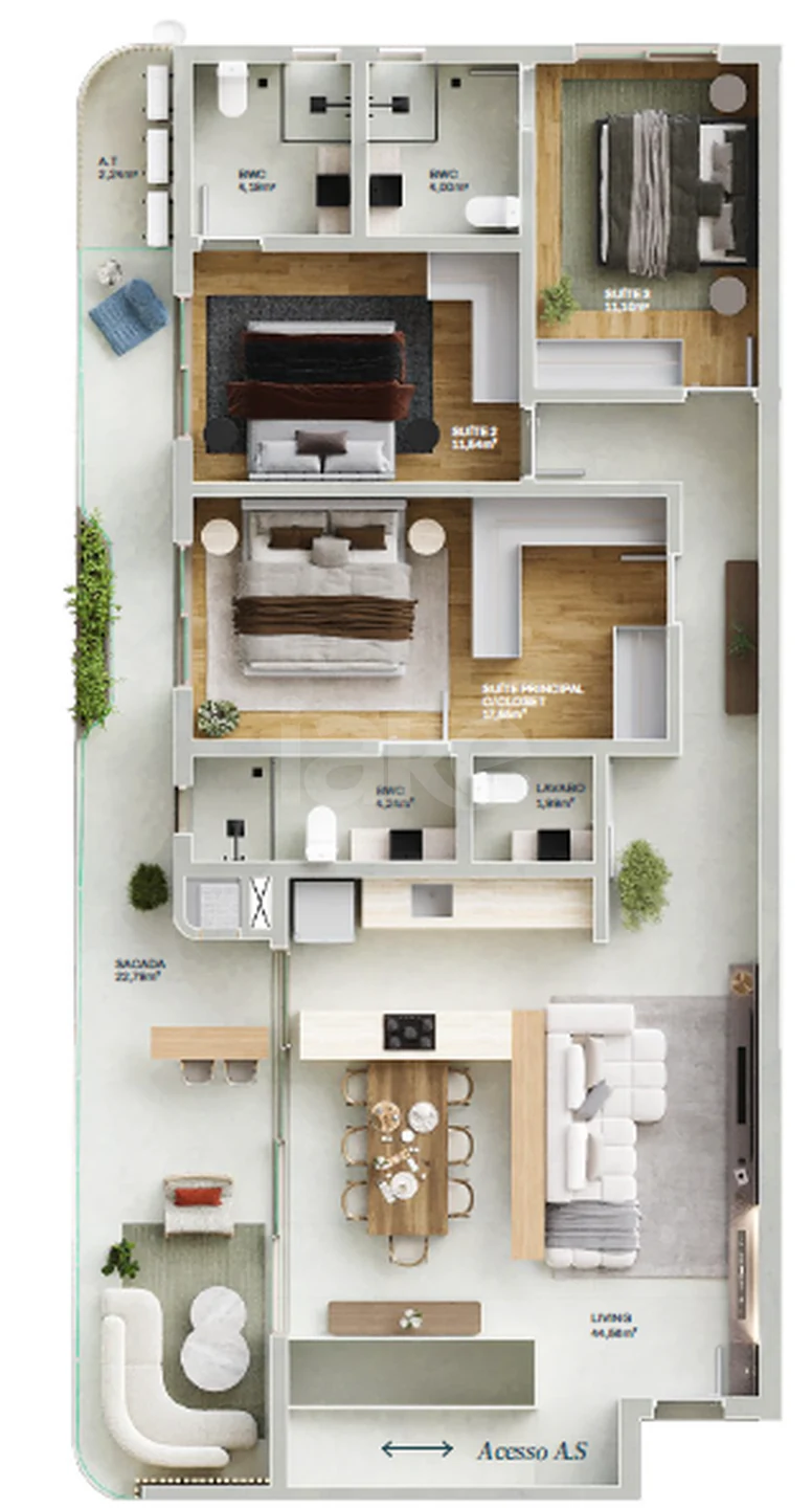 Planta — Apartamento 156,46 m²