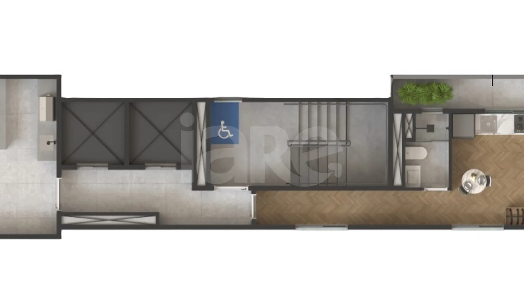Planta — Studio 44,72 m²
