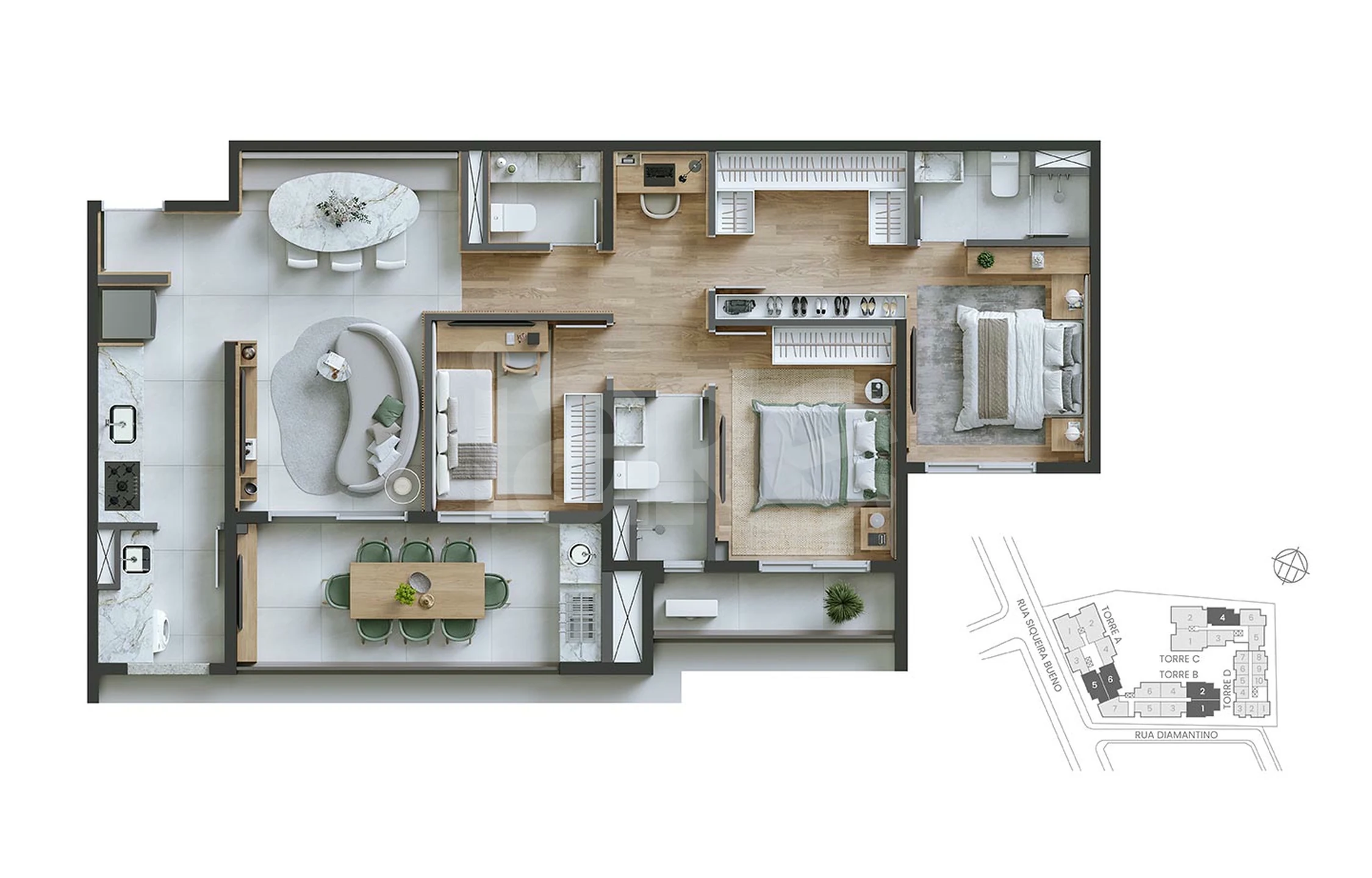 Planta — Apartamento 94,87 m²