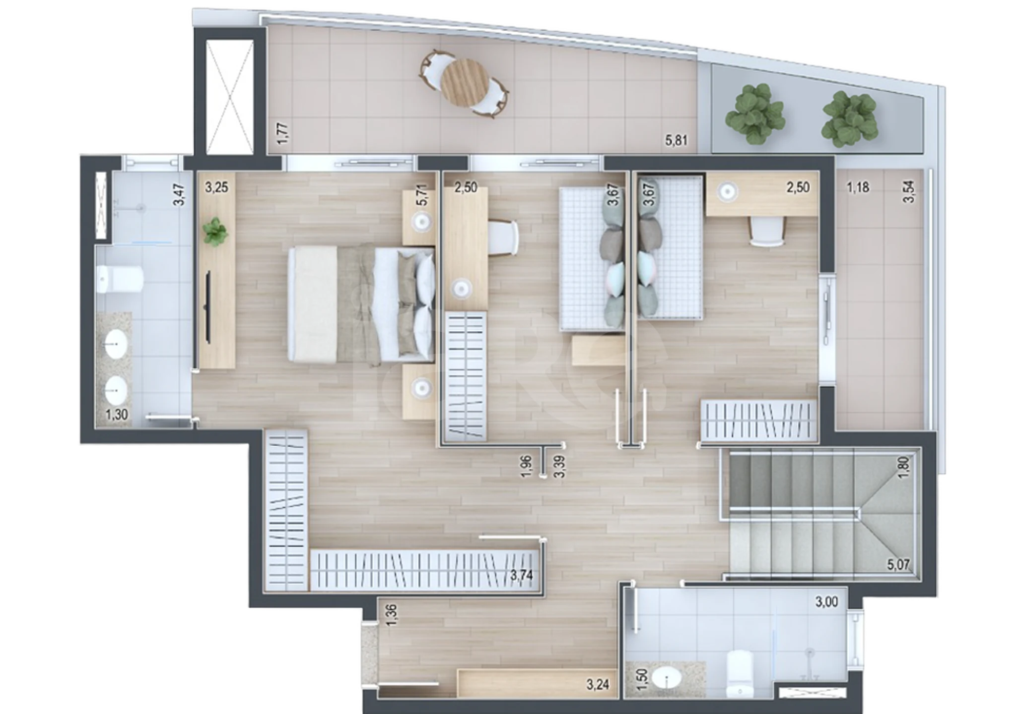 Planta — Cobertura Duplex 192 m²