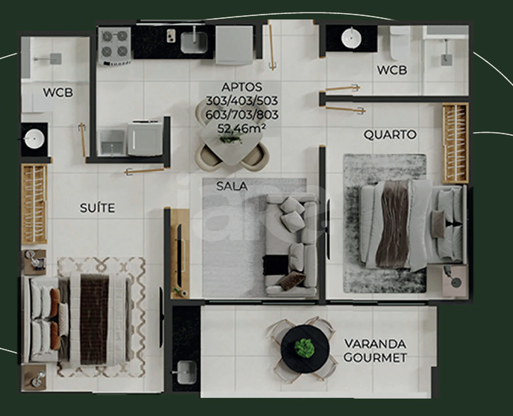 Planta — Apartamento 52,46 m²