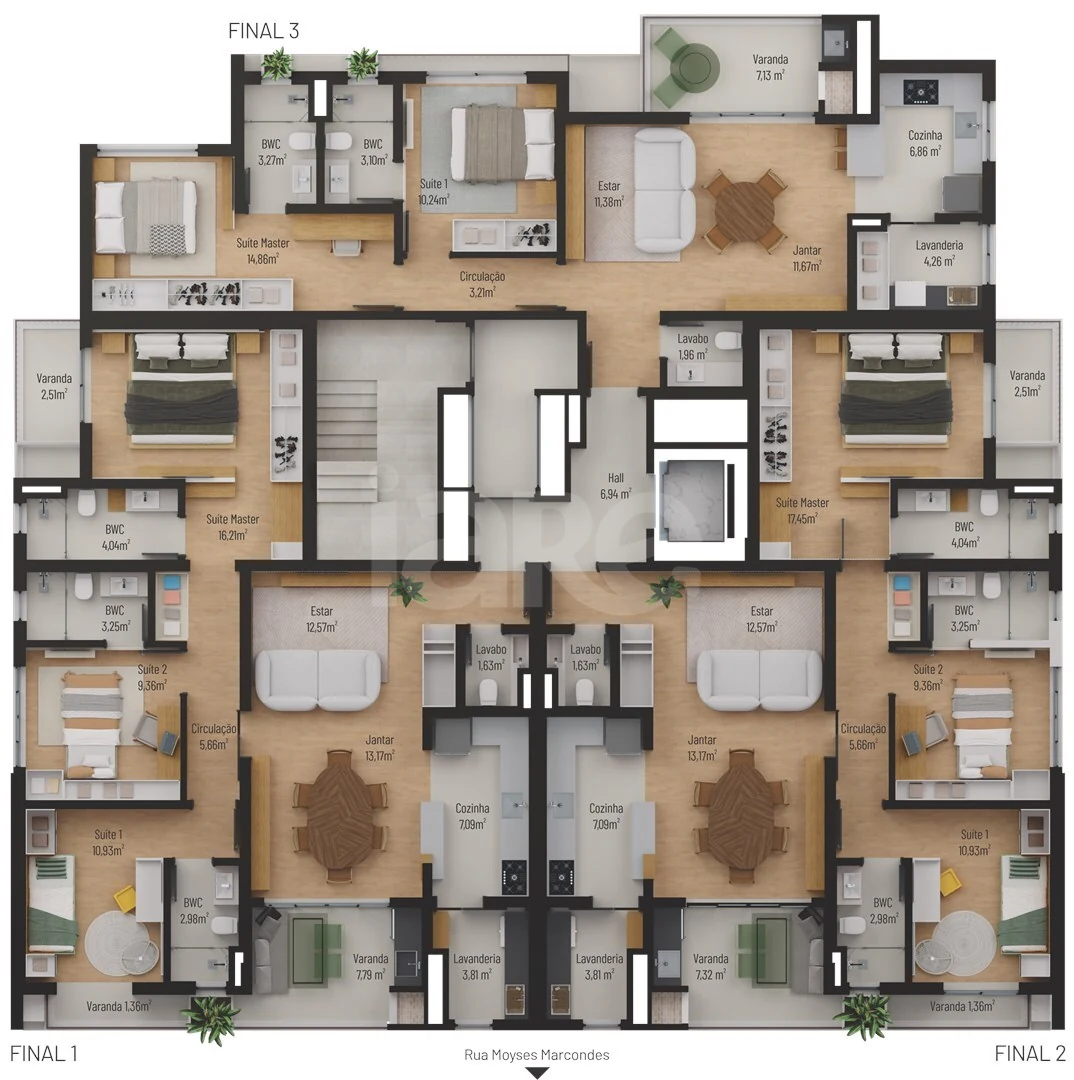 Planta — Implantação Apartamentos | Finais 01, 02, 03