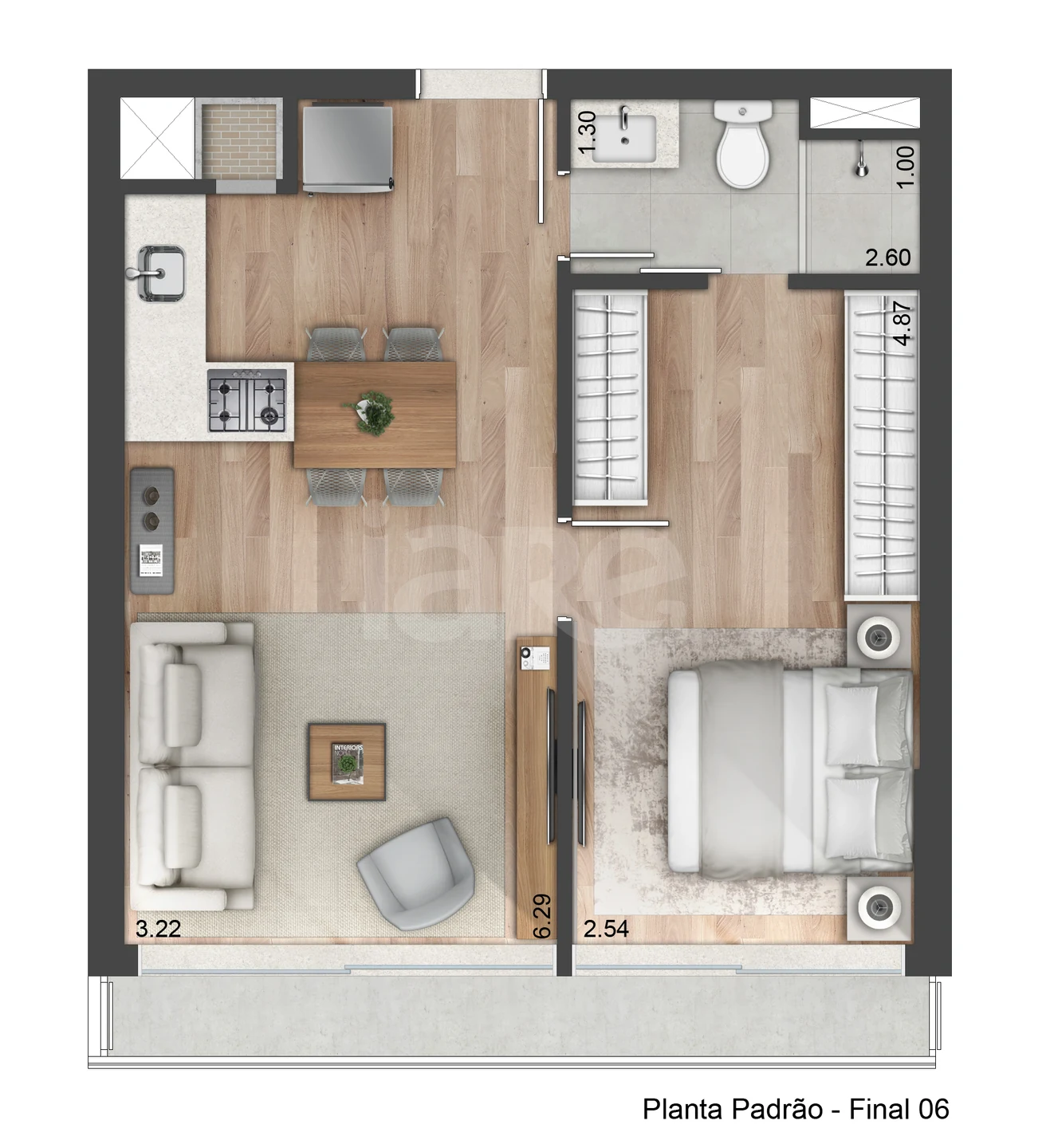 Planta — Apartamento 45,88 m²