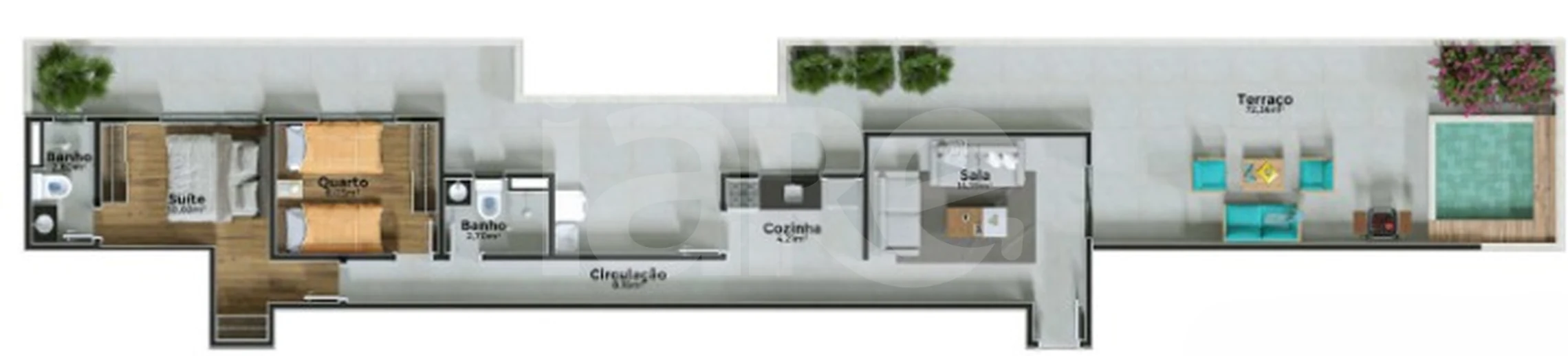 Planta — Cobertura Horizontal 140,04 m²