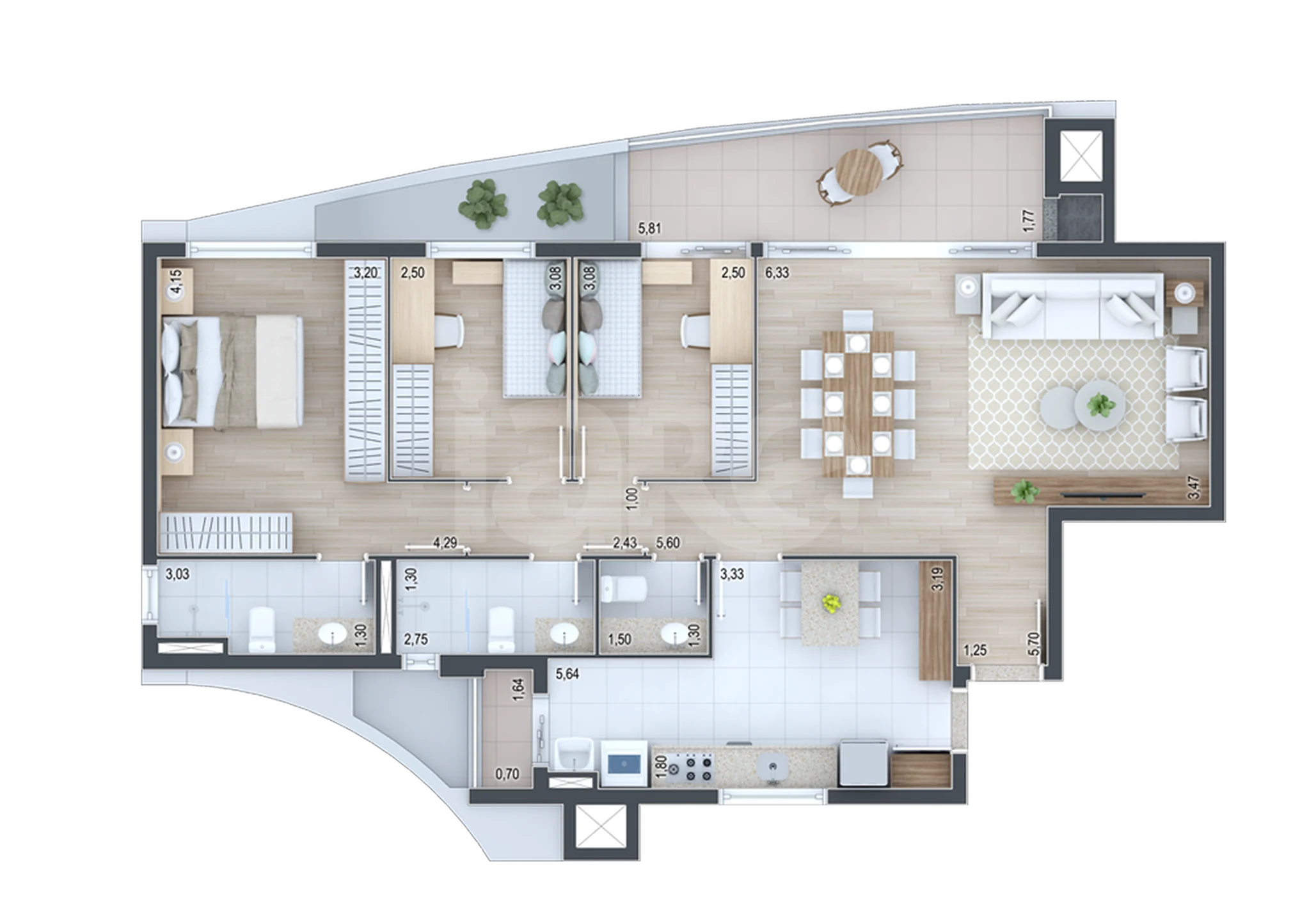 Planta — Apartamento 111,67 m²