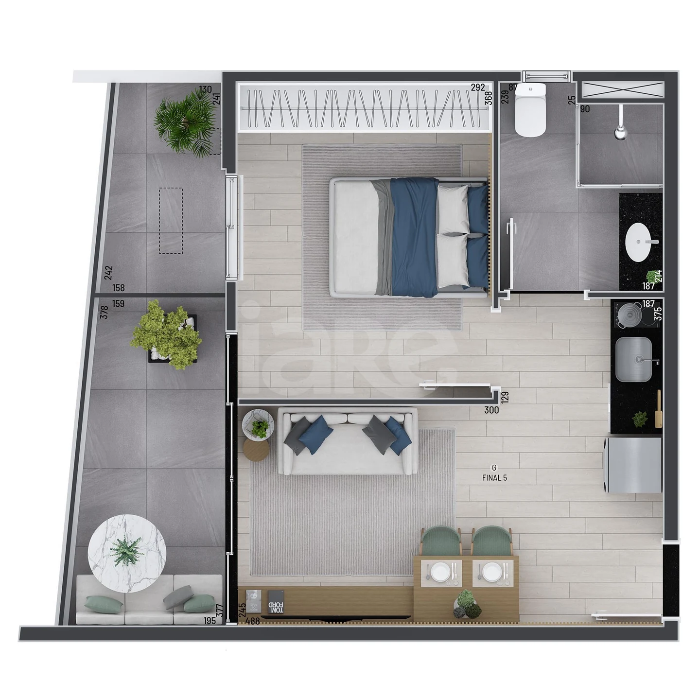 Planta — Apartamento 43,83 m²