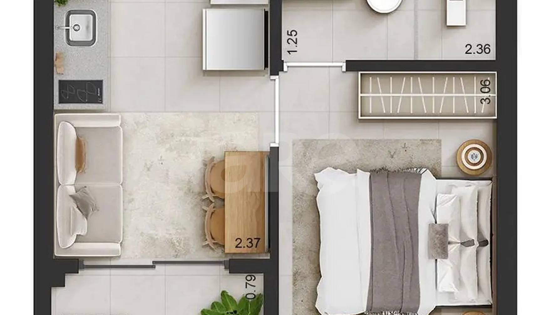 Planta — Apartamento 24,25 m²