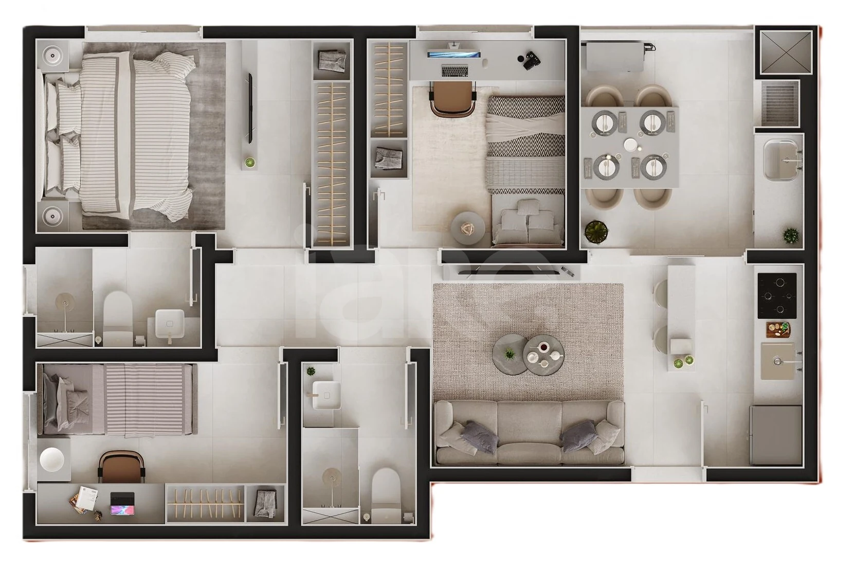 Planta — Apartamento 56,67 m²