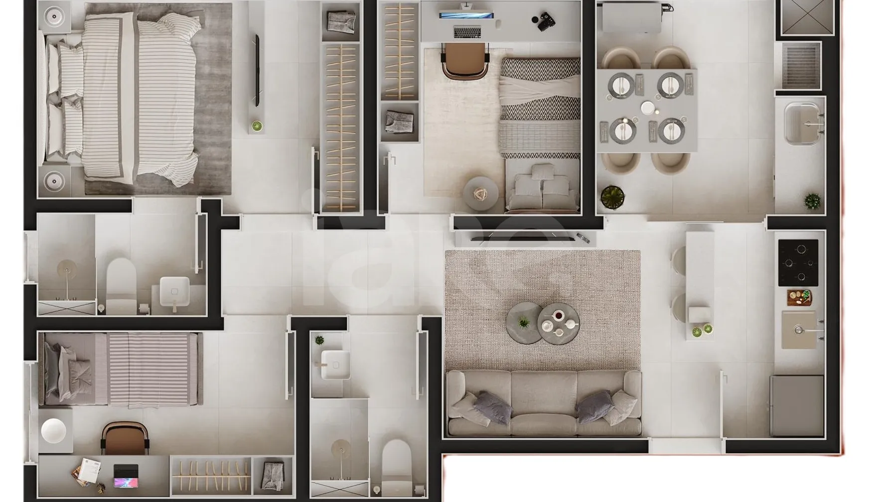 Planta — Apartamento 56,67 m²