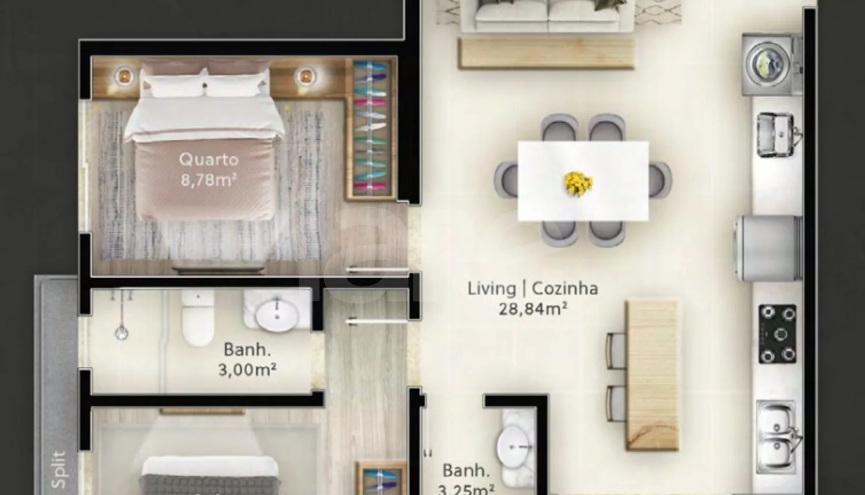 Planta — Apartamento 65,5 m²