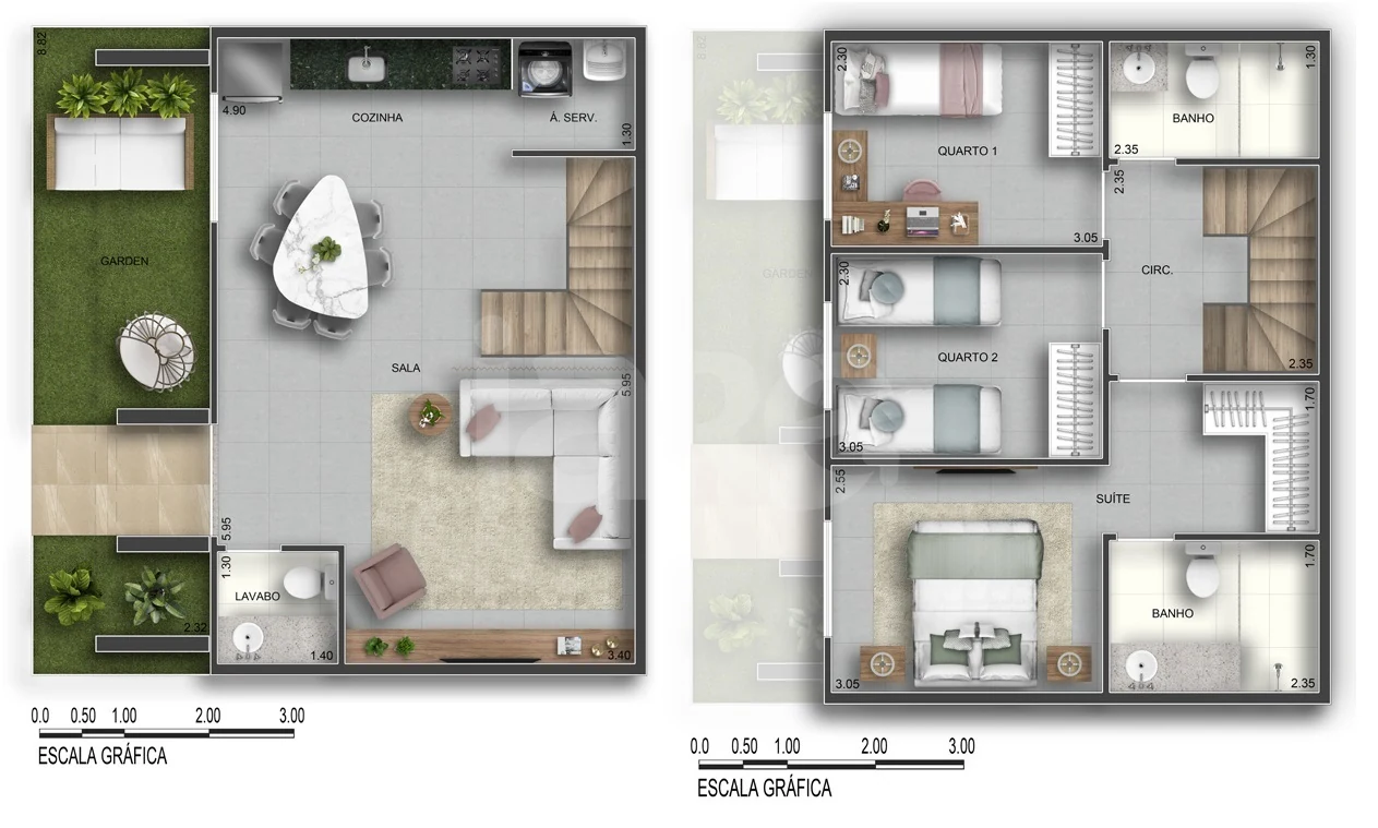 Planta — Casa em Condomínio 99,3 m²