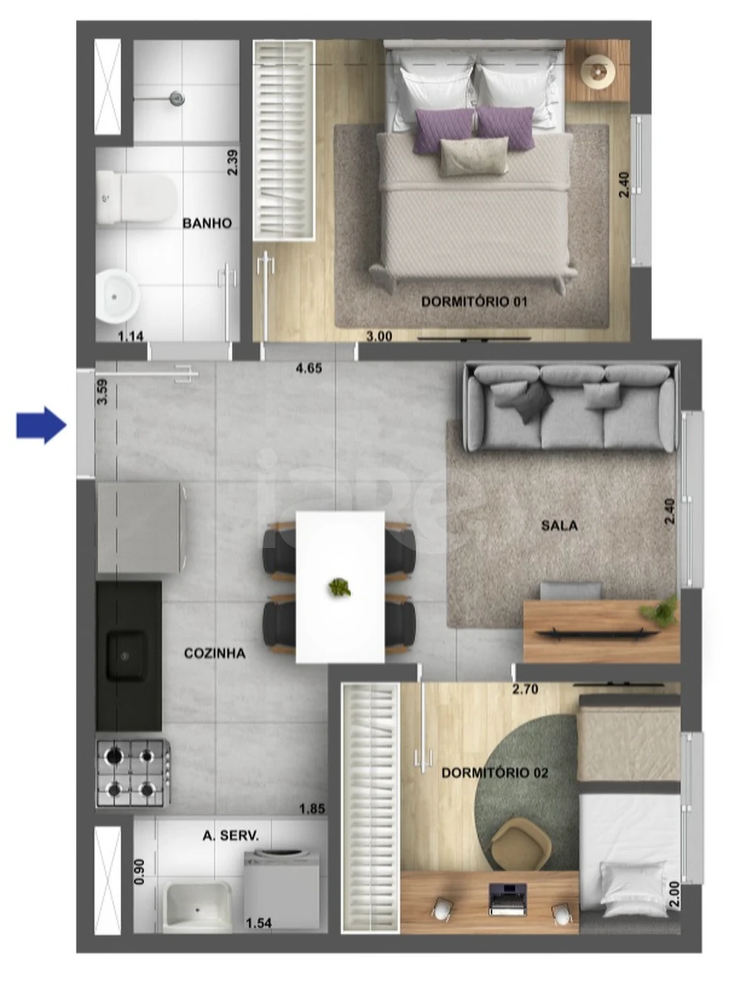 Planta — Apartamento 35 m²