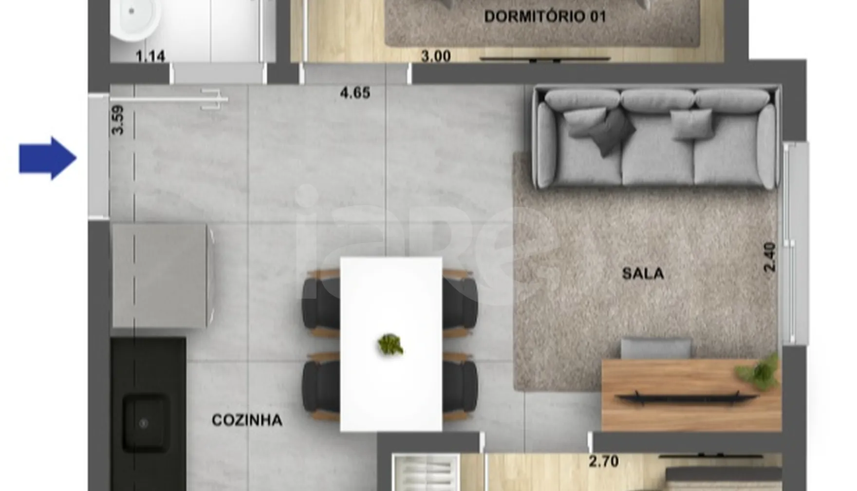 Planta — Apartamento 35 m²