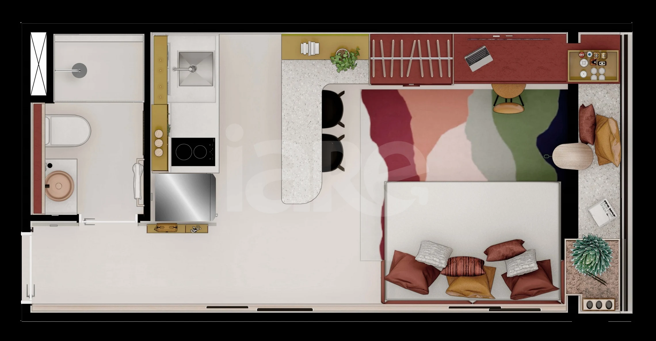 Planta — Studio 24,01 m²