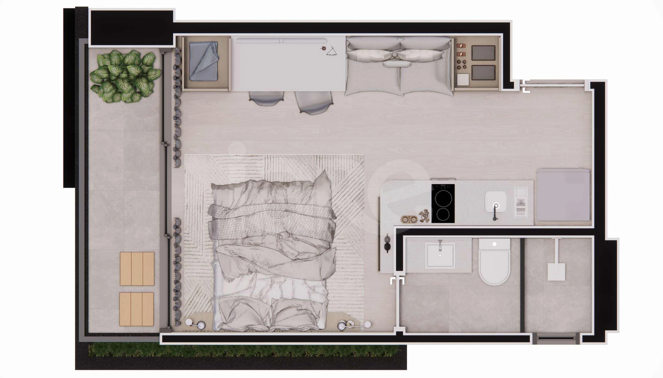 Planta — Studio 26,28 m²